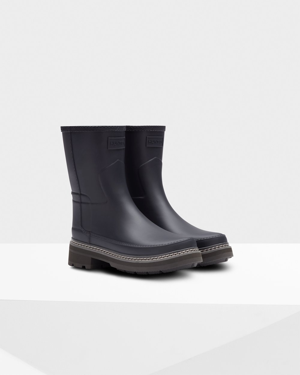 Women Hunter Refined Stitch Detail | Short Rain Boots Navy | NZ-60472-YSPB